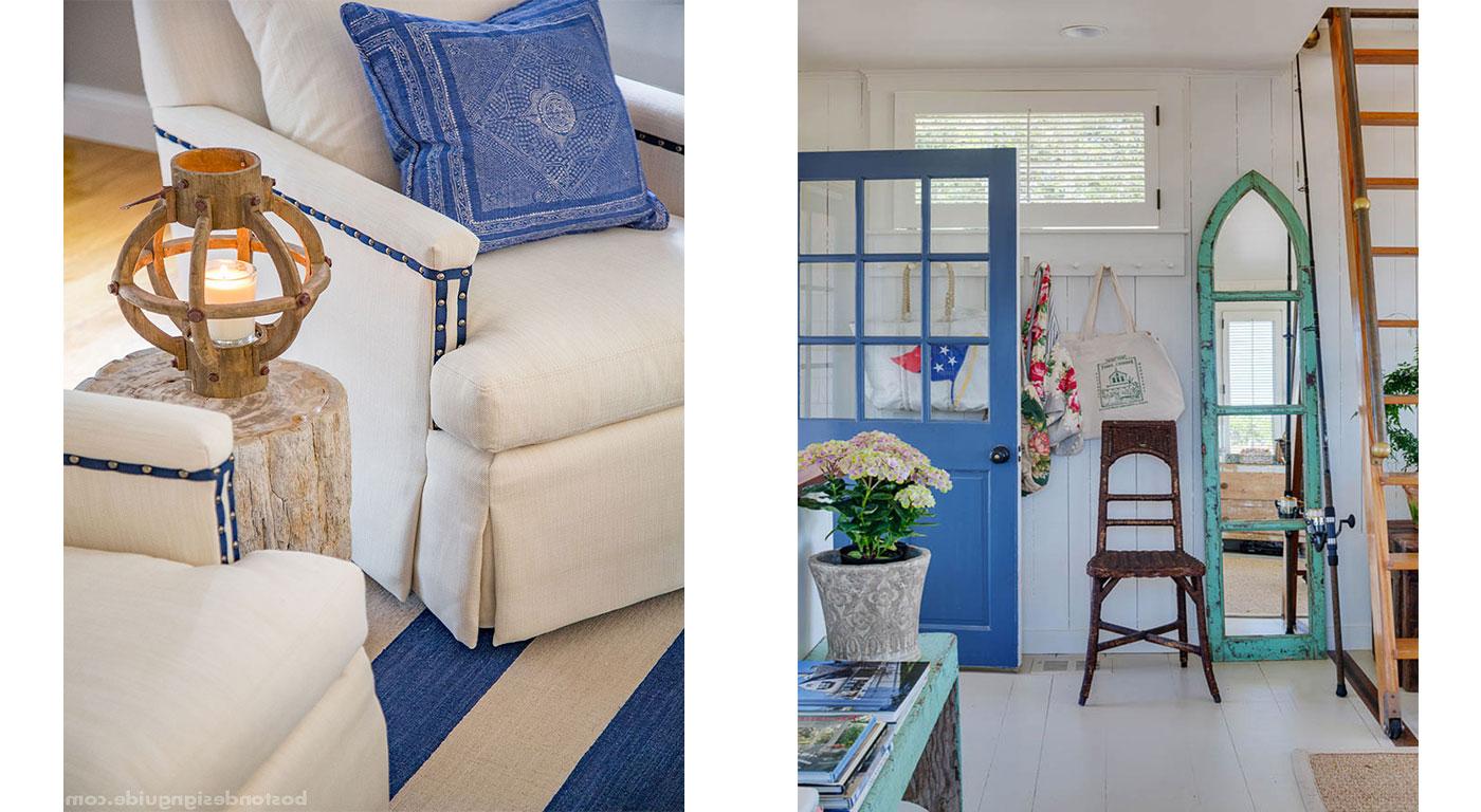 Coastal interior design using classic blue